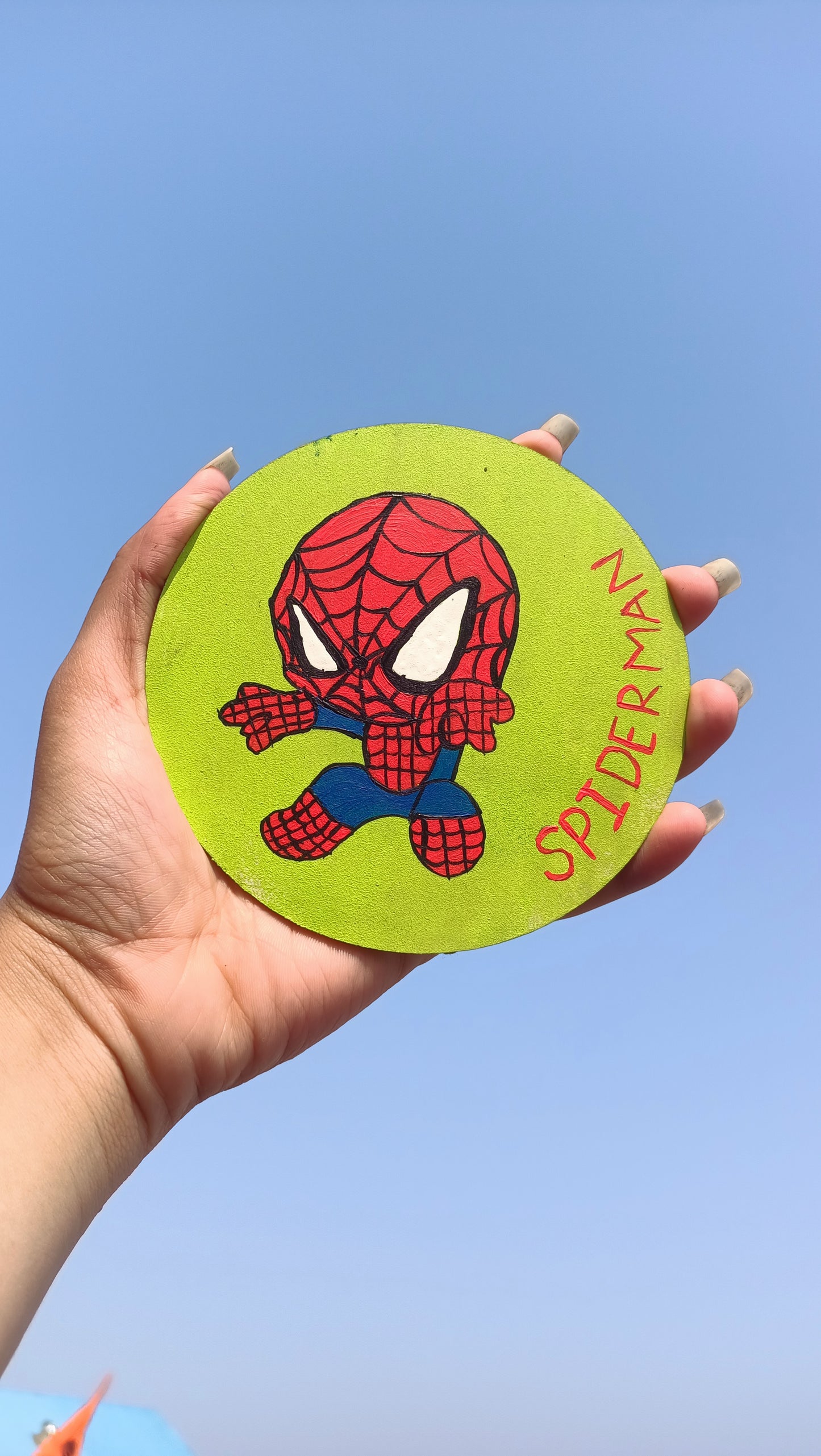 Classic Spider-Man hand-painted fridge magnet, superhero kitchen decor India