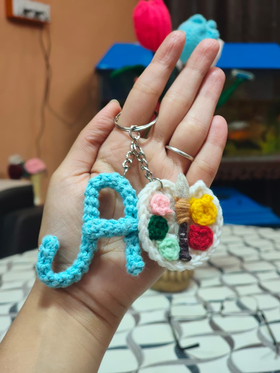 Name Initial Crochet Keychain
