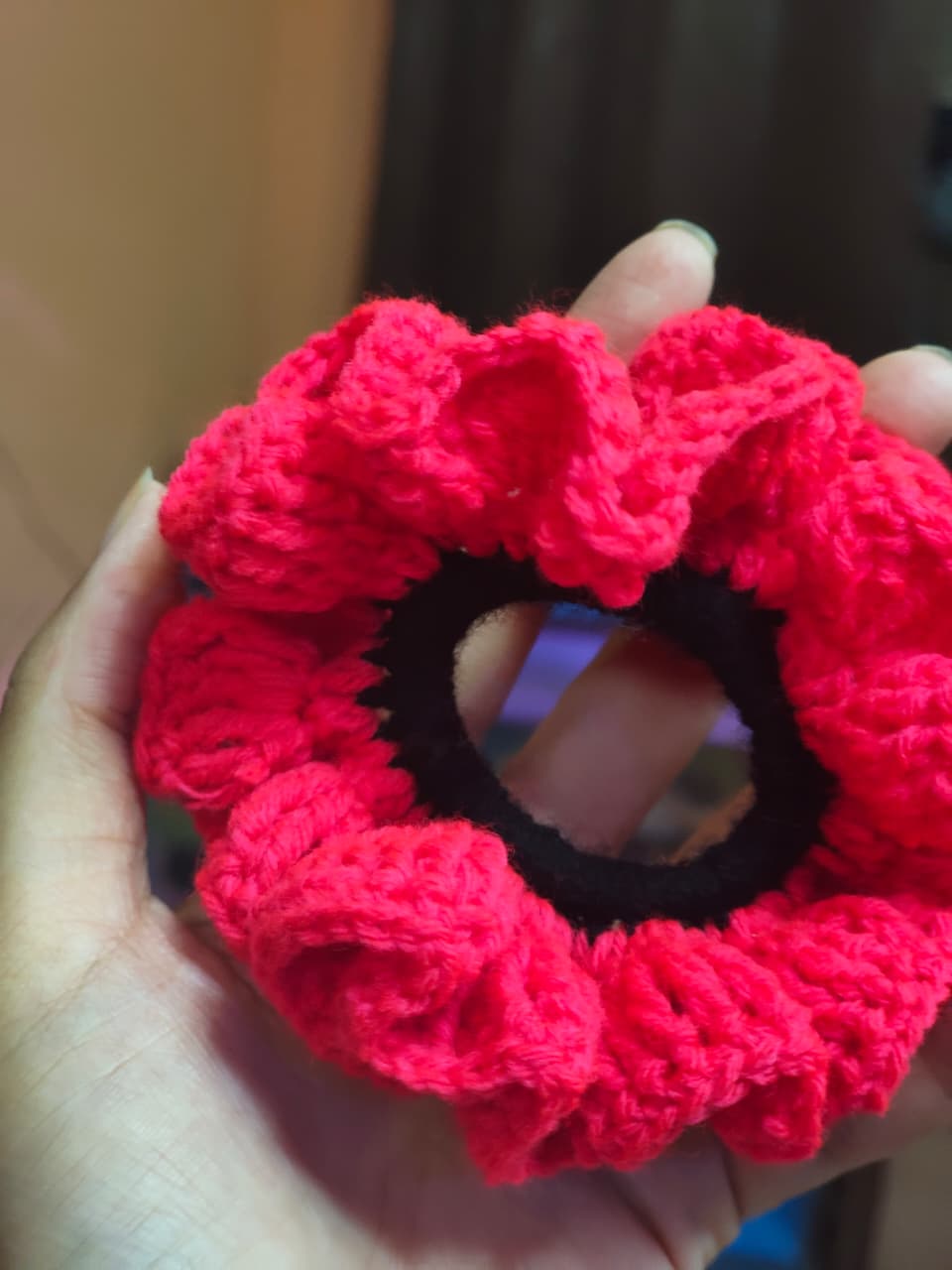 Hottie Pink Crochet Scrunchie