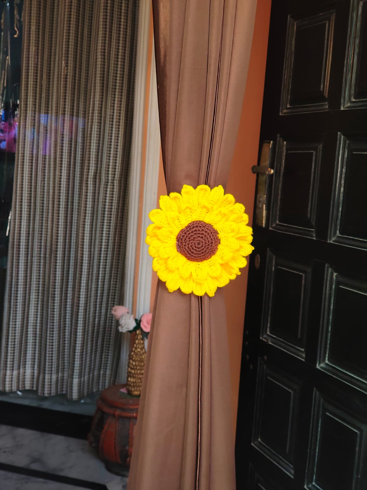 Crochet Sunflower Curtain Tie 🌻
