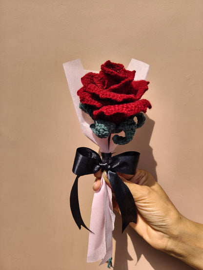 Handmade crochet forever rose, soft yarn eternal rose bloom gift India