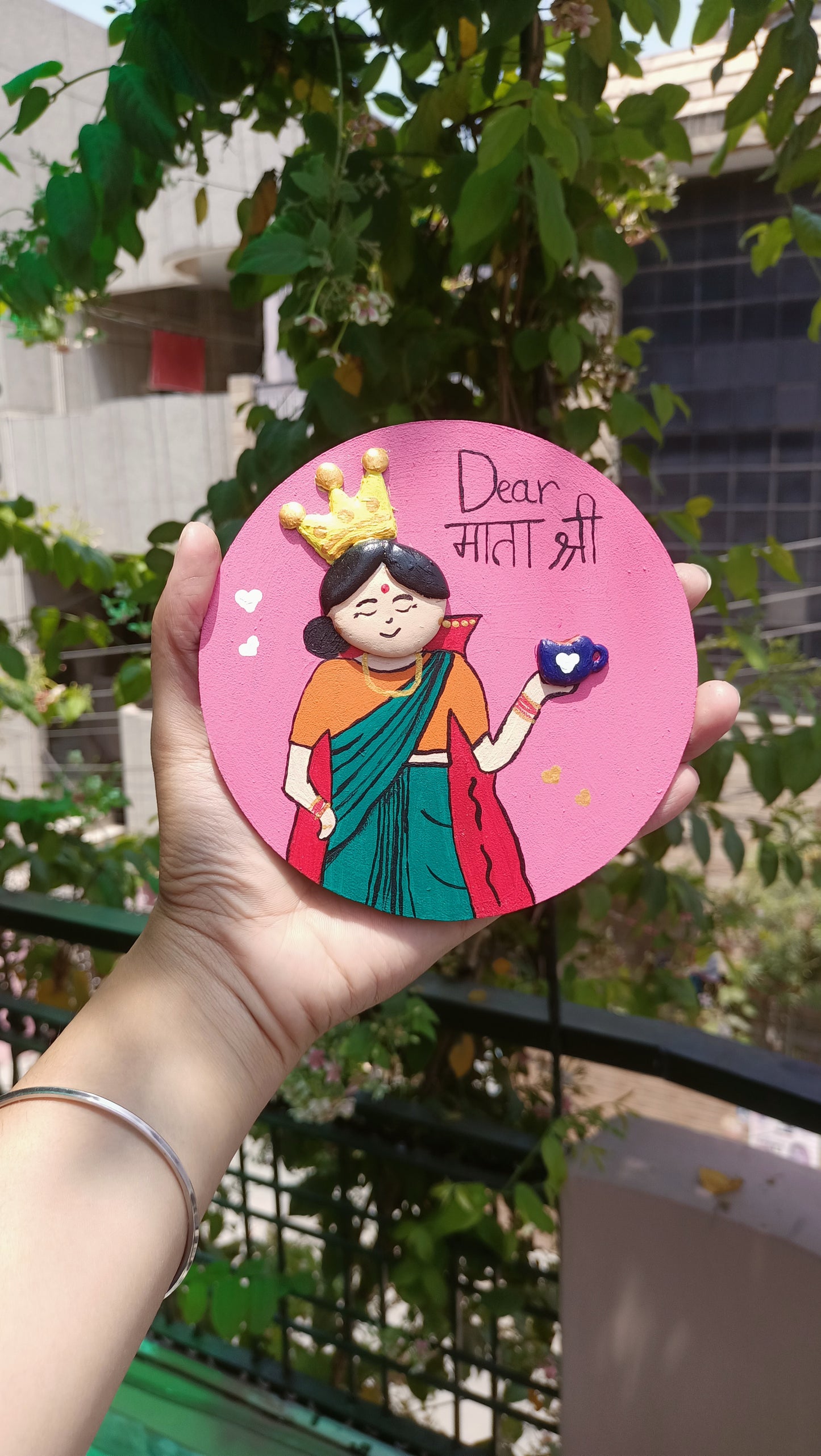 Hand-painted Dear Mata Shri fridge magnet, unique Mother's Day gift India
