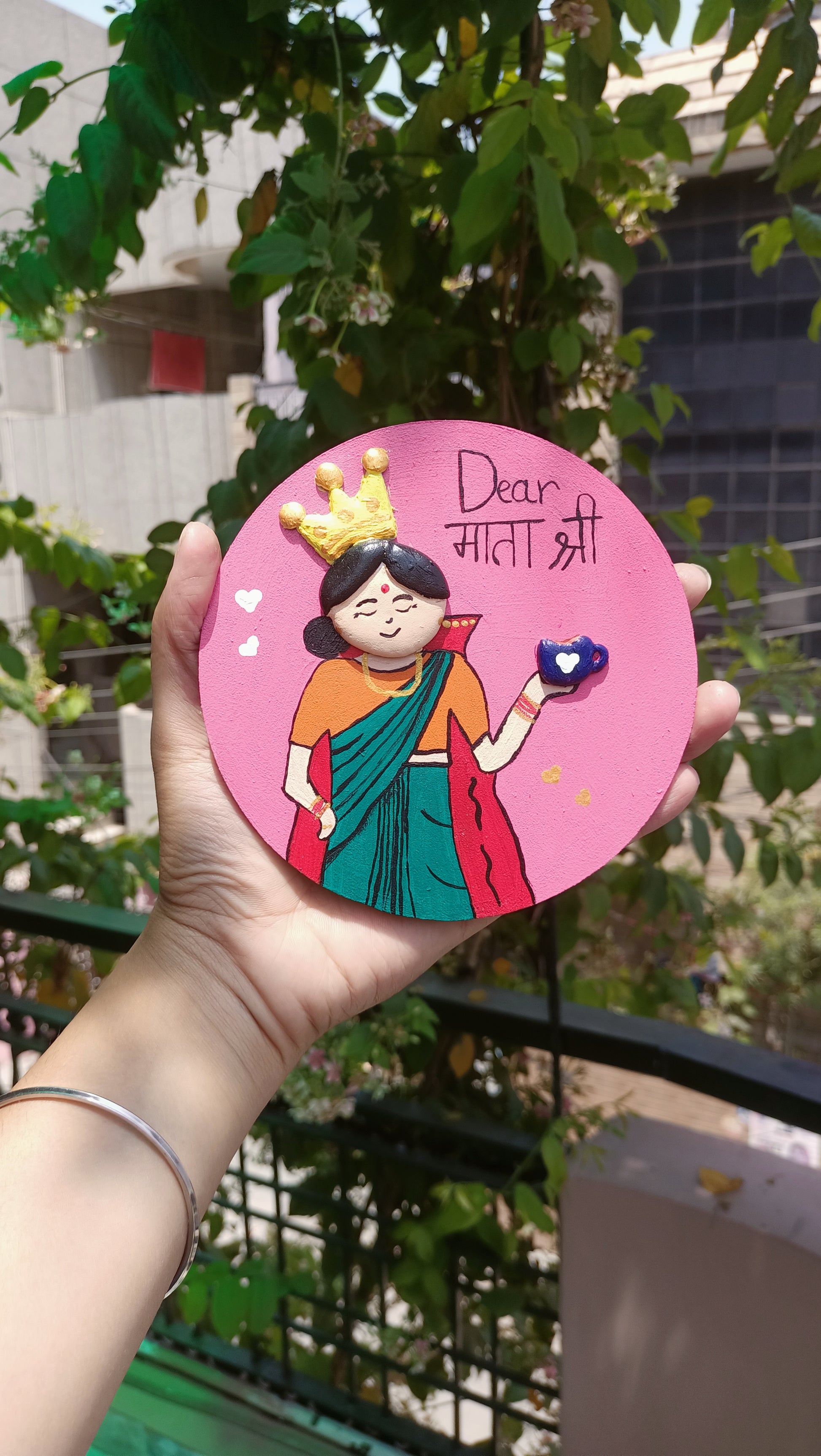 Hand-painted Dear Mata Shri fridge magnet, unique Mother's Day gift India