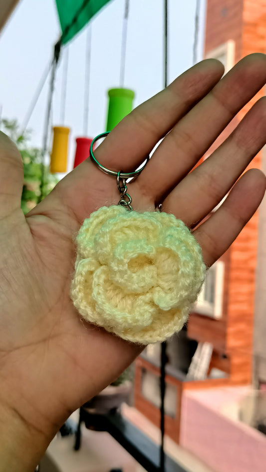 White Rose Keychain