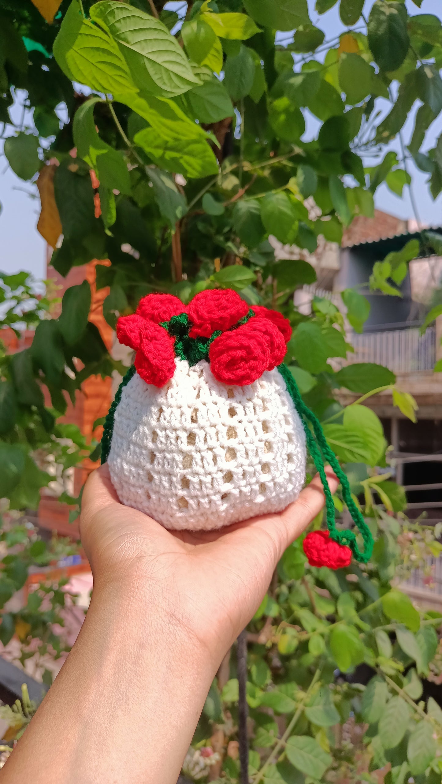 Mini Crochet Rose Potli