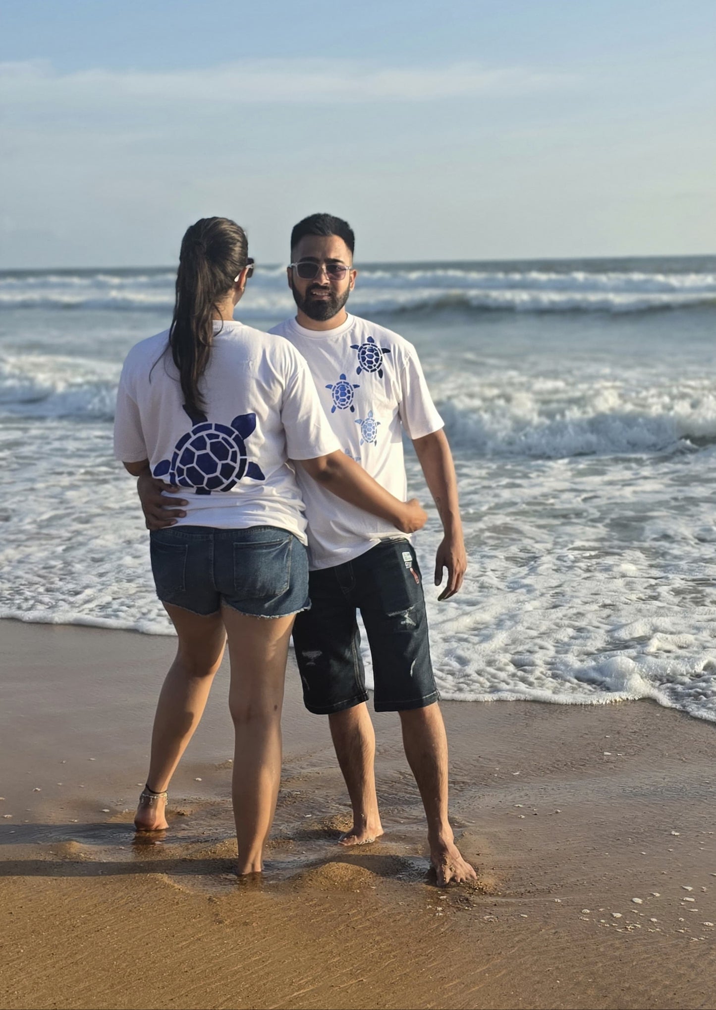 Hand-painted sea turtle oversized t-shirt made from 100% premium cotton with front and back artwork.