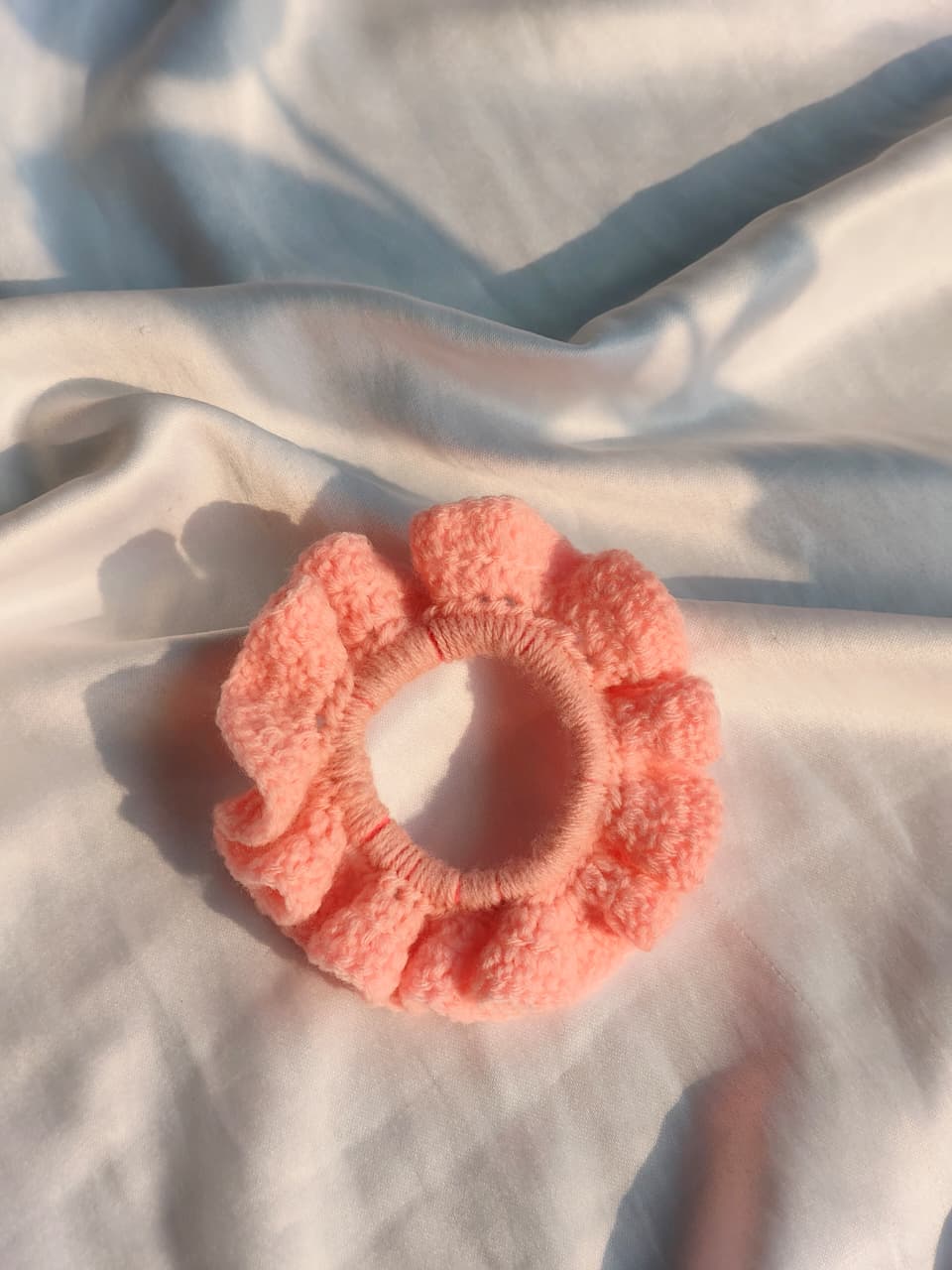 handmade pink Crochet Scrunchie