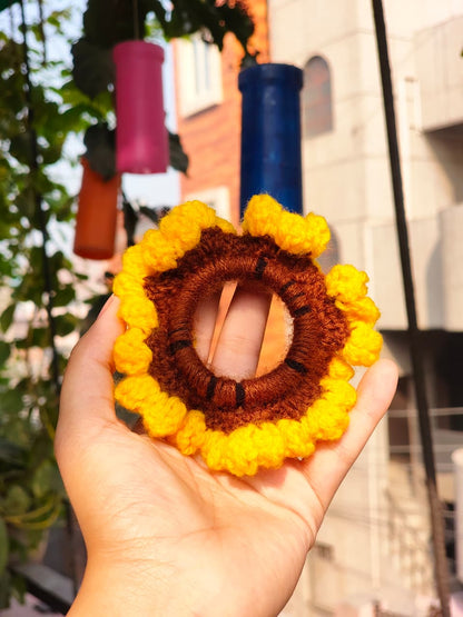 Sunflower Crochet Scrunchie
