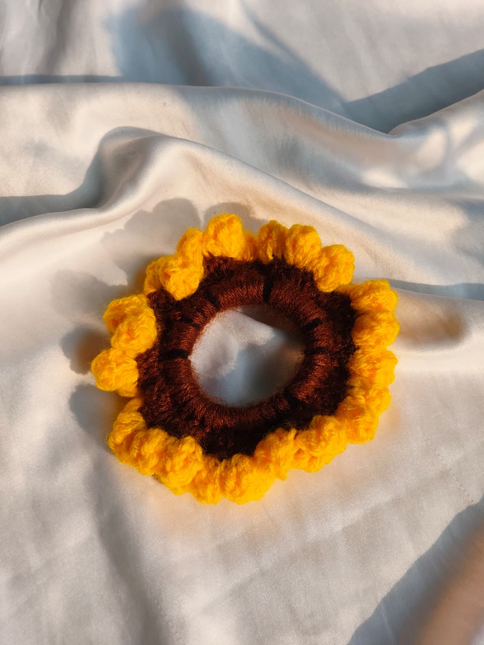 Sunflower Crochet Scrunchie