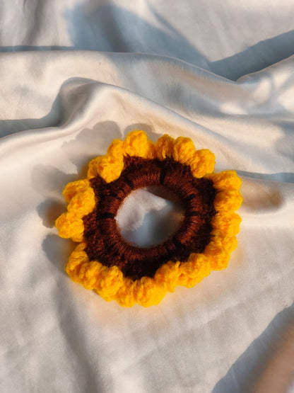 Sunflower Crochet Scrunchie