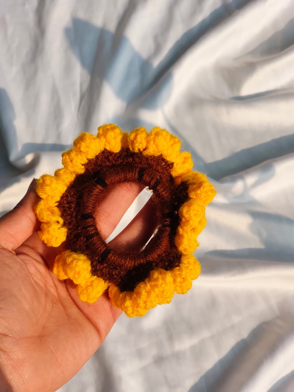 Sunflower Crochet Scrunchie