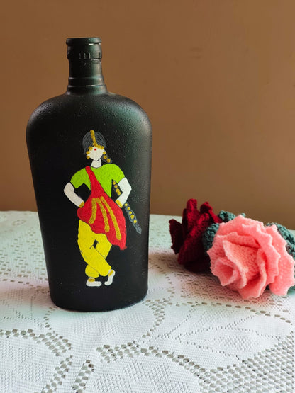Traditional Folk Dancer Hand-Painted Bottle
