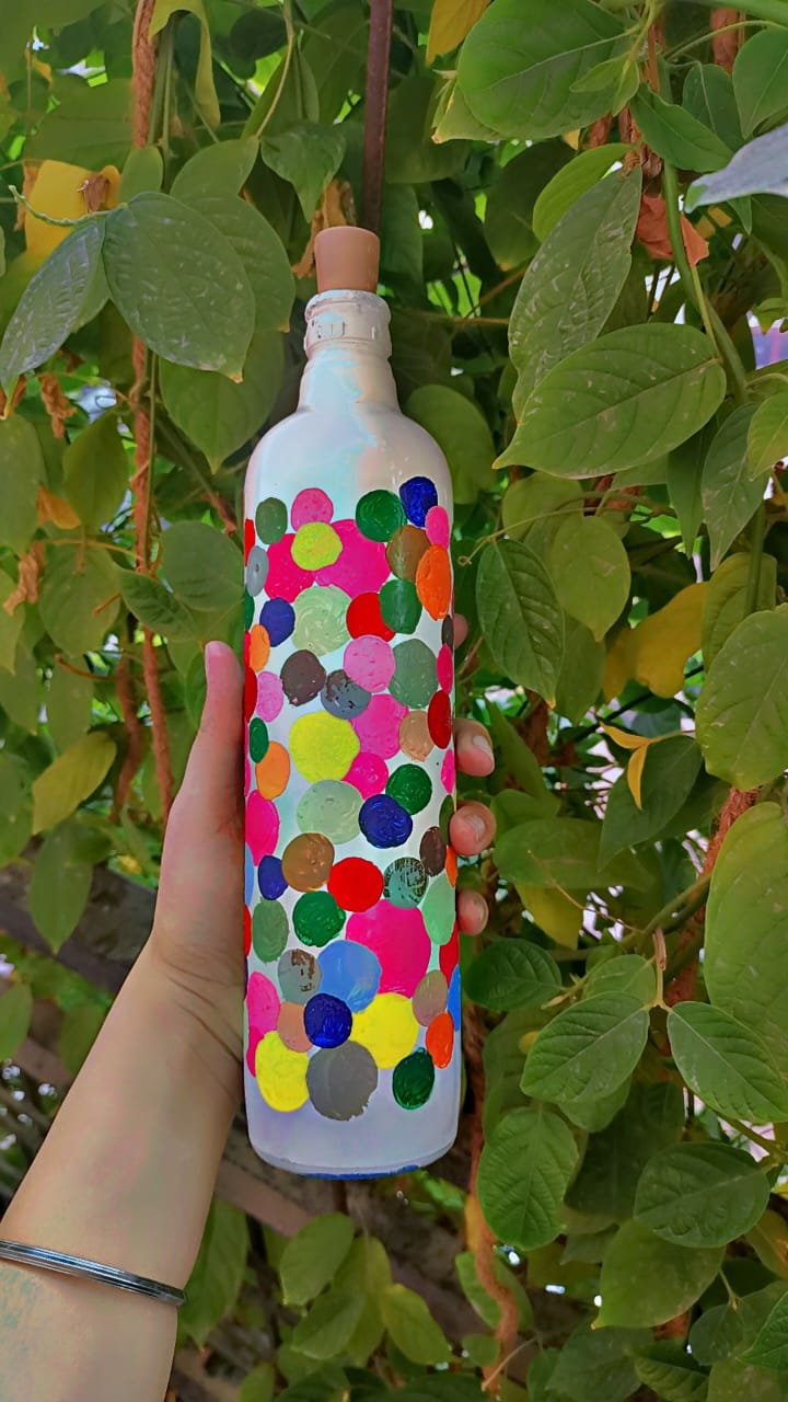 Polka Dot Hand-Painted Bottle