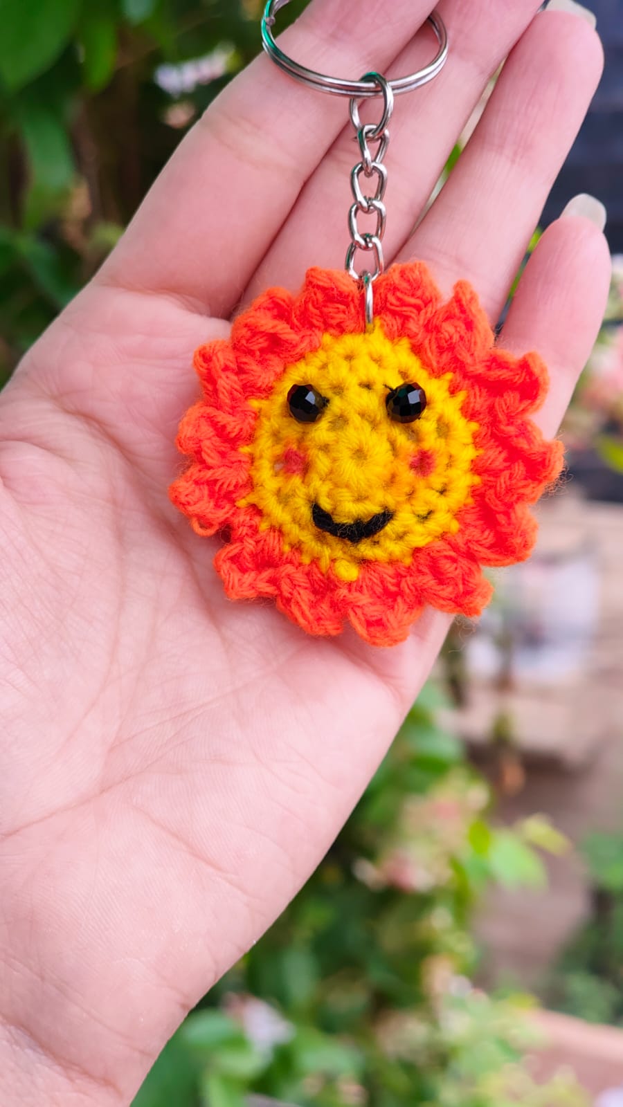 Handmade Crochet Earth & Sun Keychain Set