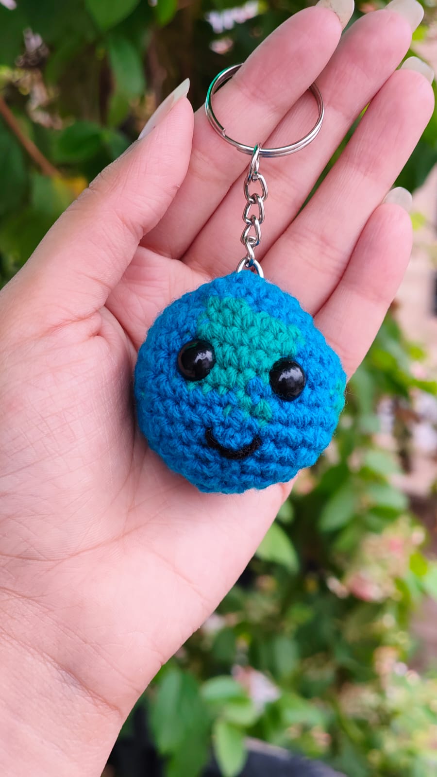 Handmade Crochet Earth & Sun Keychain Set