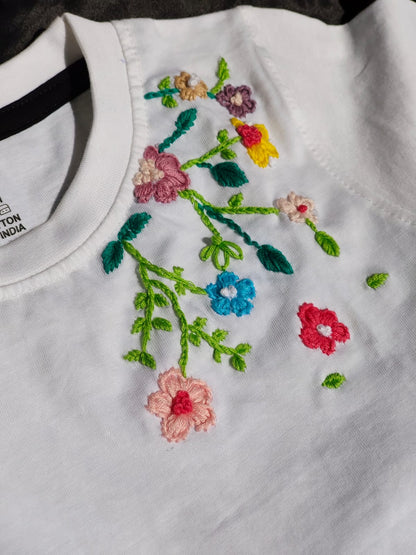 Hand-Embroidered Floral Kids T-shir