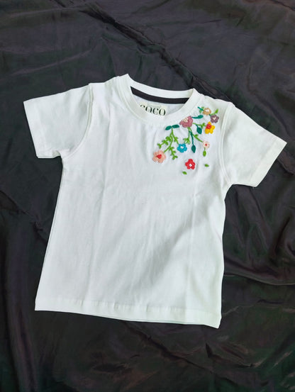 Hand-Embroidered Floral Kids T-shir