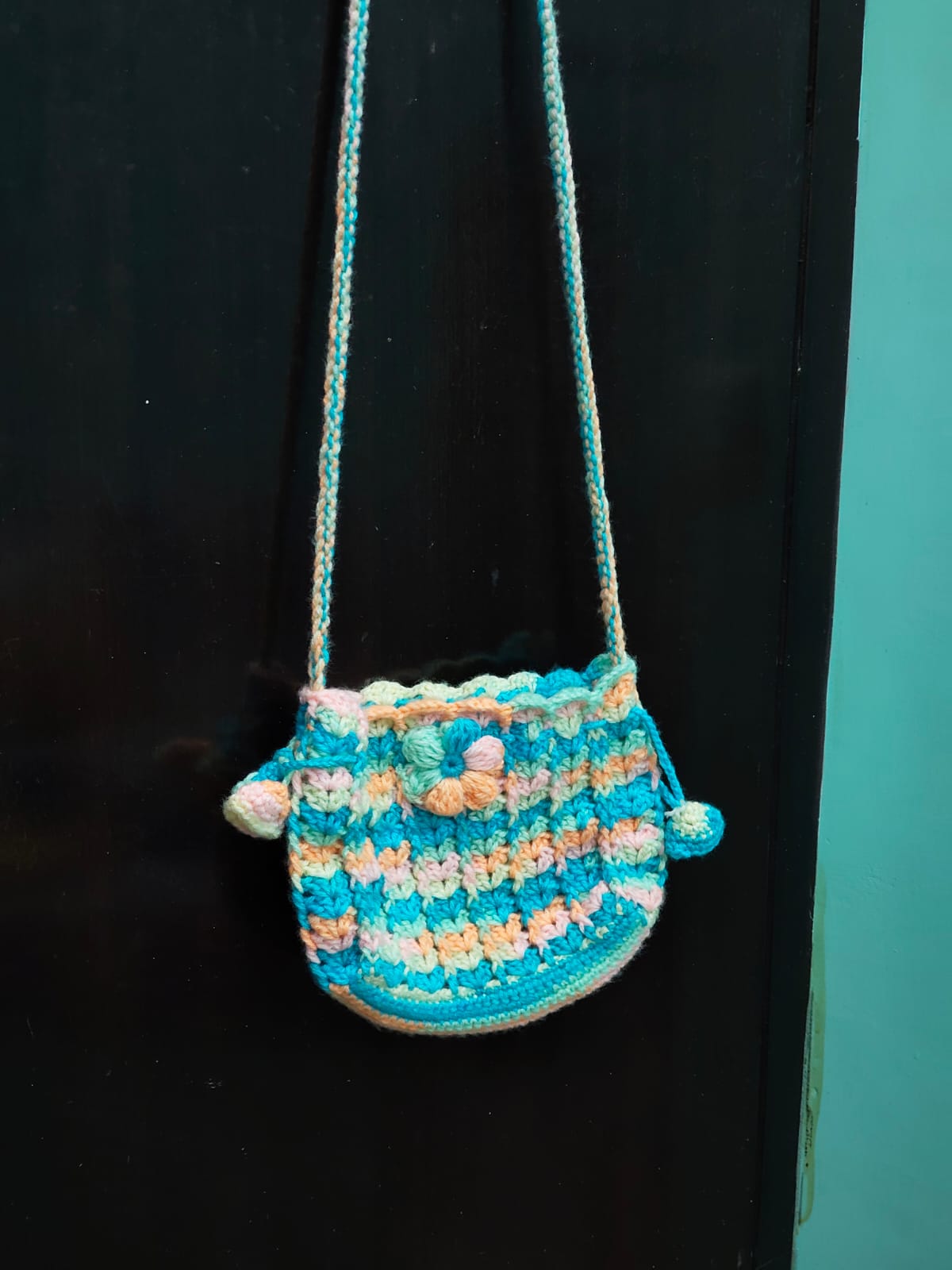 Pastel Bloom Crochet Sling Bag