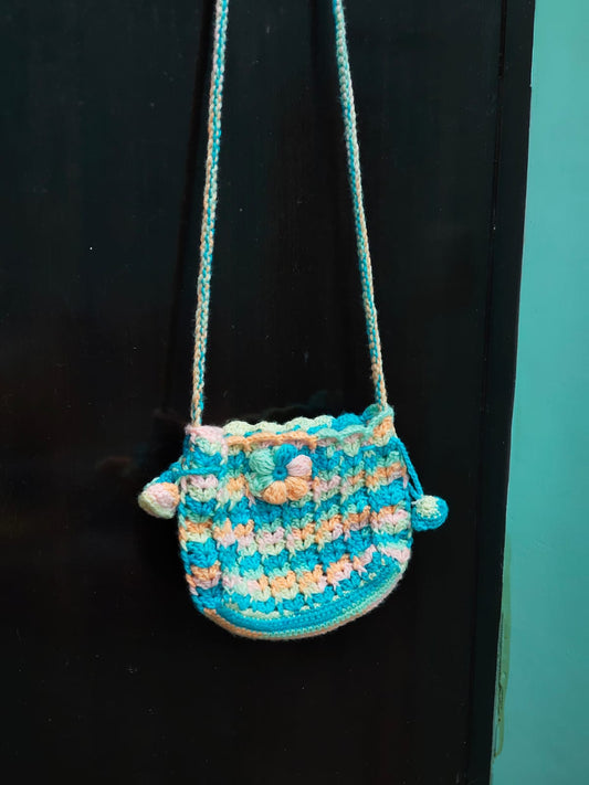 Pastel Bloom Crochet Sling Bag
