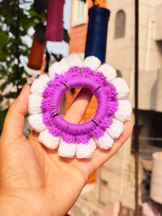 Lavender Bloom Crochet Scrunchie