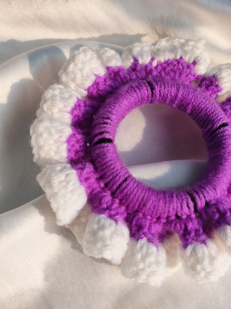 Lavender Bloom Crochet Scrunchie