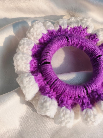 Lavender Bloom Crochet Scrunchie