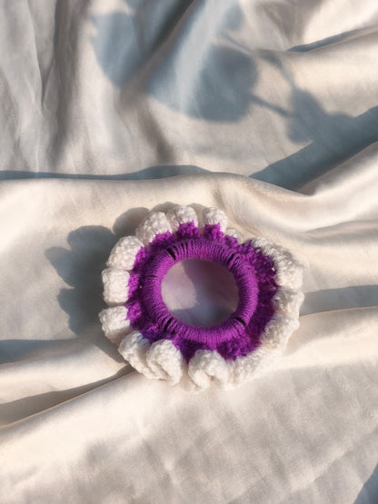 Lavender Bloom Crochet Scrunchie