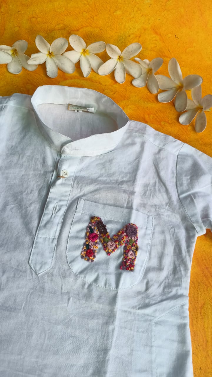Name Initial Embroidery T-Shirt (M)