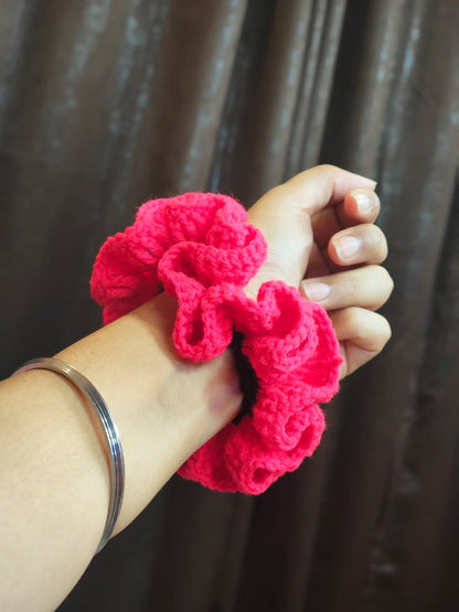 Hottie Pink Crochet Scrunchie