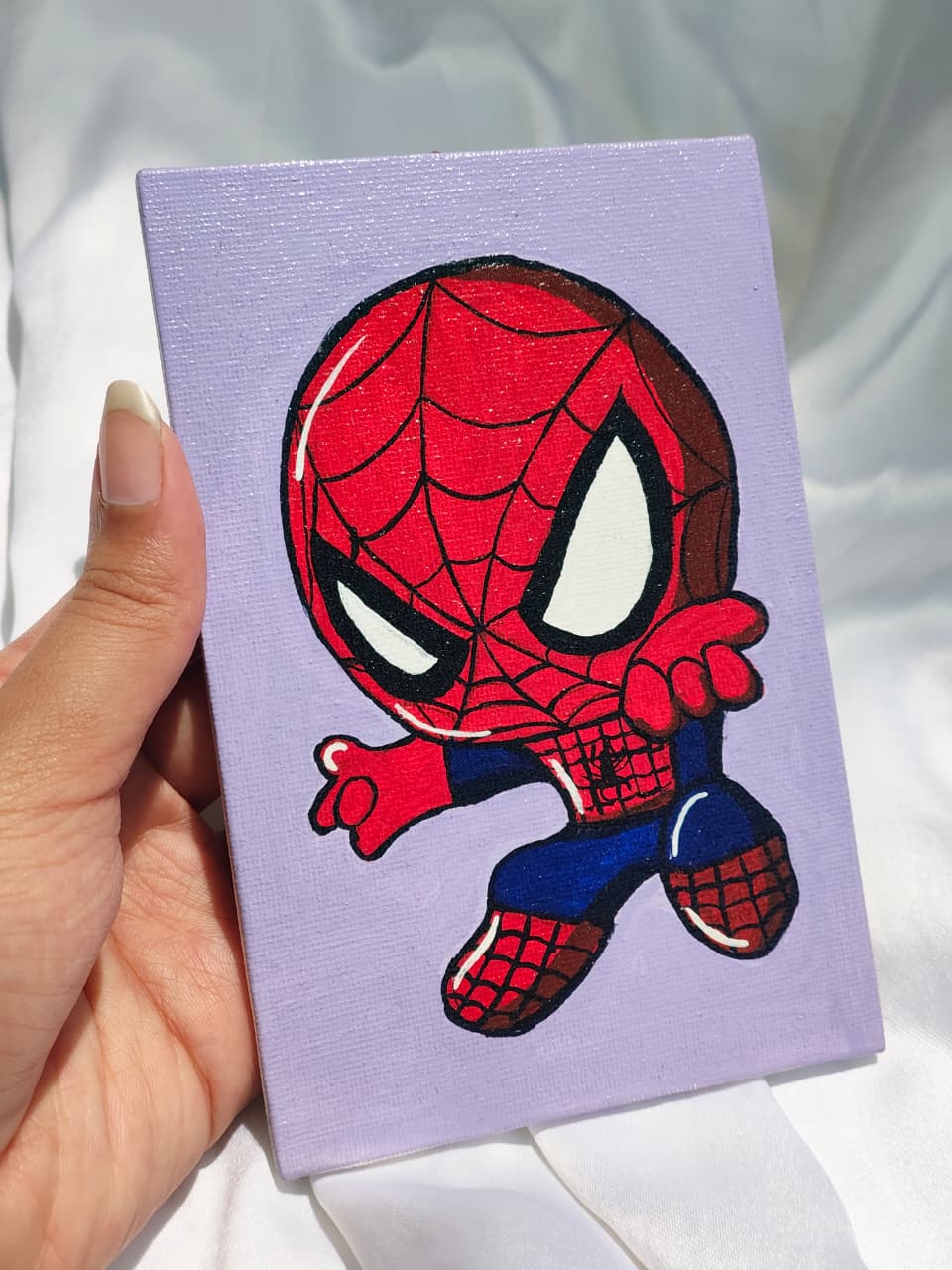 Hand-Painted Spider-Man Hero Canva | 4 × 6 inches