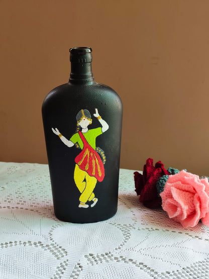 Traditional Folk Dancer Hand-Painted Bottle