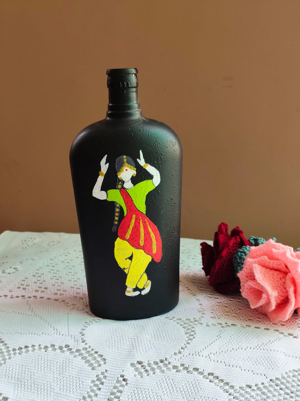 Traditional Folk Dancer Hand-Painted Bottle