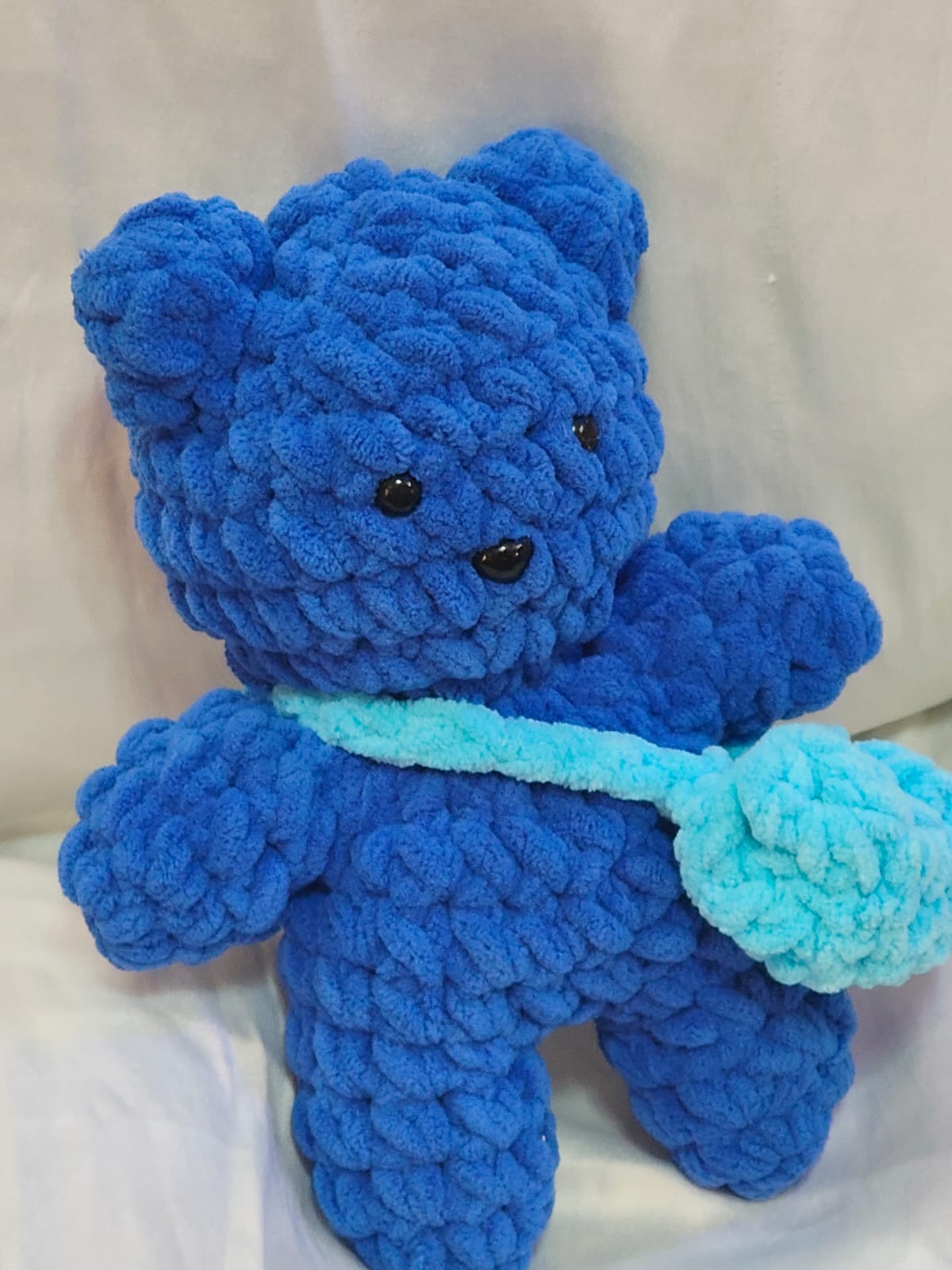 Berry handmade crochet teddy bear plush with a cute crochet sling bag made from premium blanket yarn.