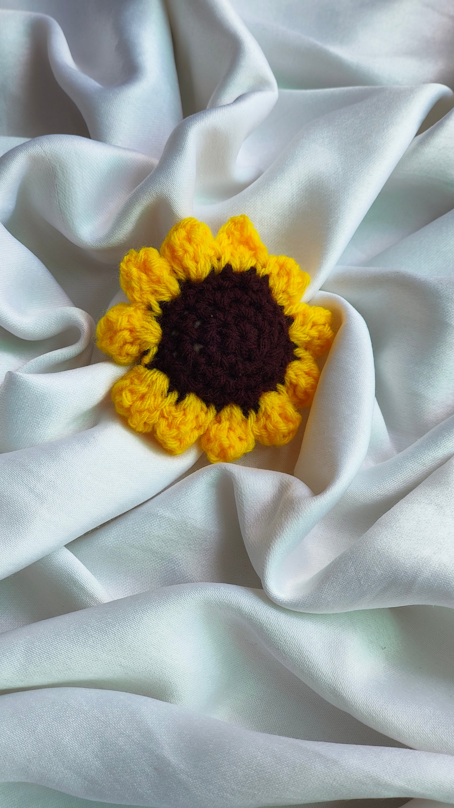 crochet sunflower hair clip